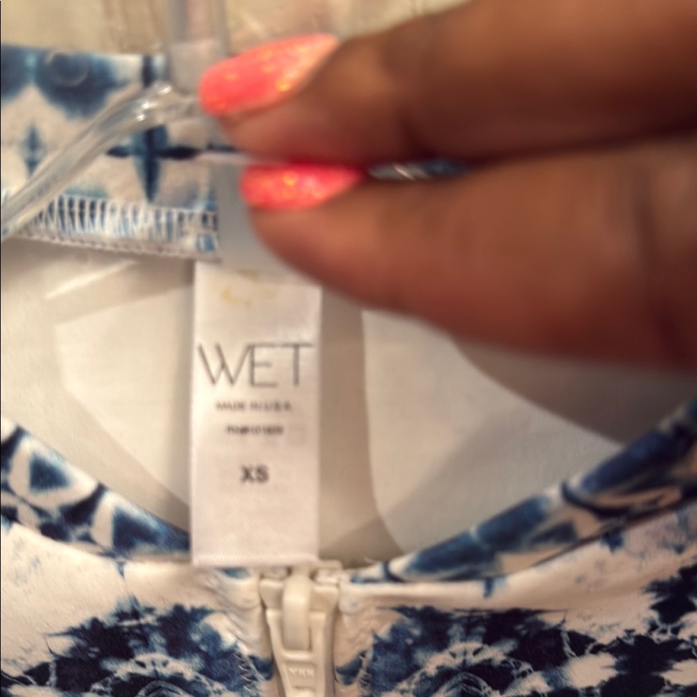 Wet Greek Tole Blue and White One Piece Swimsuit. Size XS - Picture 2 of 7
